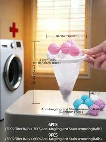 Luckybutterfy Reusable Washing Machine Cleaning Balls, Prevent Pilling, Remove Lint From Filter, Pet Hair Collector, Fabric Defuzzer, Cleaning Supplies, Home Essentials (Random Style Shipped) - Multicolor - View 11