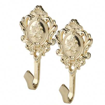 2 Gold Curtain Tiebacks, Vintage Metal Wall Curtain Holders, Curtain Hooks, Wall Curtain Tiebacks For Home Living Room