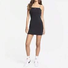 Nike Đầm hai dây ôm sát dành cho nữ, đầm bodycon co giãn dệt kim mùa thu. - màu đen - Xem 2