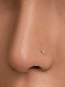 1pc 20G S925 Sterling Silver Star Nose Stud,L-Shaped Nose Stud,Mini Star Nose Stud,Simple And Exquisite Nose Ornament,Neutral Piercing Jewelry - Multicolor - View 5