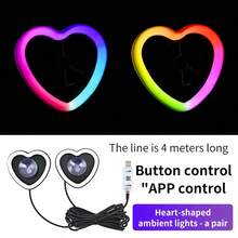 JELLOO 2 Sets Pink Girly Atmosphere Car Interior Decor, Heart-Shaped Neon Light, Car Window Heart Logo, Car LED Neon Light, RGB Dreamlike Color, USB Powered, APP Music Sync - RGB Dream Colors - View 10