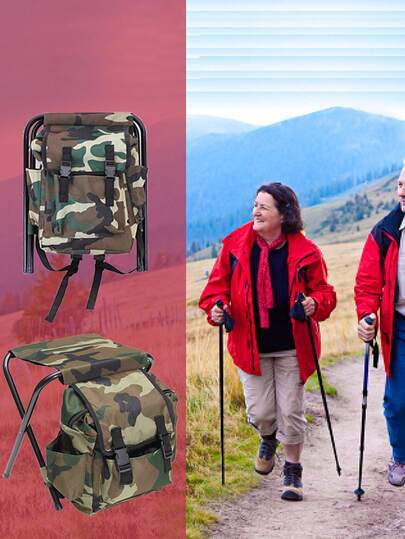2-In-1 Outdoor Leisure Folding Chair & Backpack, Multifunctional Portable Camping Stool And Carry Bag For Hiking, Fishing, Picnic, Travel, And Outdoor Adventures; Ultra-Light, Folding, Ergonomic, Weather-Resistant, Compact Design; Versatile Gear For All-Day Comfort, Hands-Carry, Space-Saving Backpack-Strap Seat, Easy Setup, Sturdy Frame, Ideal For Beach, Park, Campsite, Trail, And Weekend Getaways