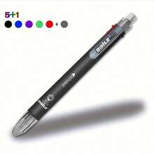 1pc 6-In-1 Multi-Color Ballpoint Pen, 5 Color Ballpoint Pen, 1pc Automatic Pencil With Eraser, Suitable For Office & Writing Supplies - Sets - View 13