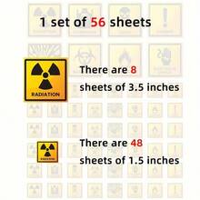 56pcs/Set Prank Stickers - Radiation Biohazard Electric Shock Warning Labels Stickers - 56 Small Radiation Stickers - View 3