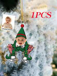 Customized Whimsical Elf Family Acrylic Photo Ornament - Personalized Photo Hanging Decor - Multicolor - View 8