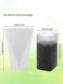 100 PCS Nursery Bags, 5.5"X6.3" Non-Woven Fabric Seedling Bags For Home Garden Supply, Tree, Flower, Vegetable, Nursery Pots Container Plants Pouch - White - View 5