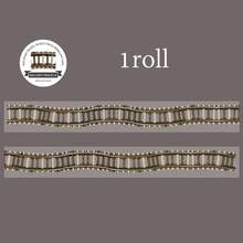 1 rollo de cinta con escenario de tren de la serie de viajes en tren, autoadhesiva, vintage, ideal para manualidades DIY, planificadores, invitaciones, adornos de scrapbook, suministros de artesanía, acentos decorativos, patrones intrincados - cinta adhesiva - Ver 11