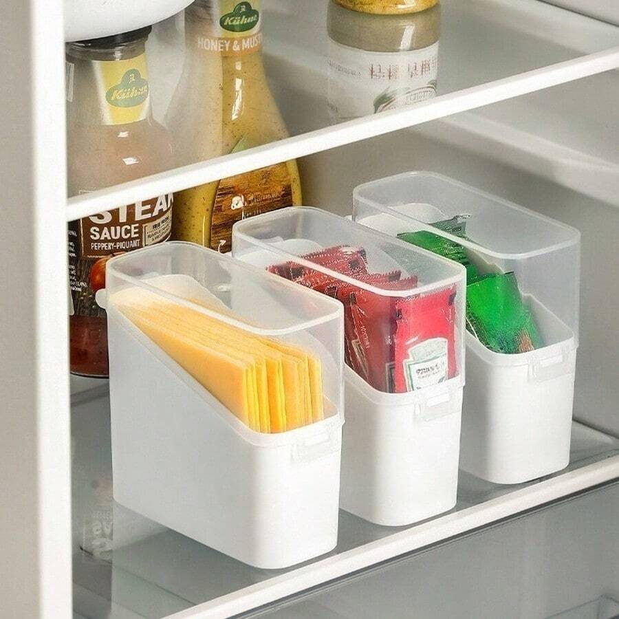 Hộp đựng phô mai thái lát, hộp đựng phô mai thái lát bằng nhựa trong suốt có nắp lật, hộp đựng phô mai chống rò rỉ di động, bảo quản phô mai thái lát trong tủ lạnh. - Nhiều màu - Xem 1