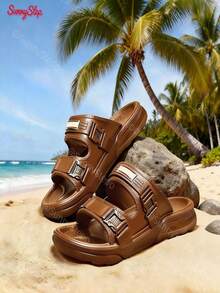 Sandalias de Verano para Hombre Chanclas Cómodas Antideslizantes Ligeras Transpirables Ideales para Playa Piscina Casa Exteriores Uso Diario y Paseos Casuales - Marrón - Ver 1