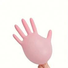 100只粉色一次性丁腈手套，不含乳胶，无粉，适用于厨房和办公室 - 粉紅色 - 查看 5