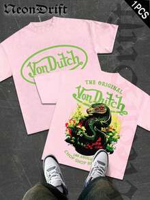 Summer Tops2026NeonDrift Double-Sided Printing Men's T-Shirt Men's Short-Sleeve T-Shirt100% Cotton Fabric Soft & Skin-Friendly Unisex Style Gifts For Spring Festival, Valentine's Day, St. Patrick's Day & World Cup-Van Dutch Dragon Print Men T Shirt Classic Americana Style Graphic Tee Streetwear Fashion Casual Wear For Car Enthusiasts And Vintage Culture Loverssummer Clothes - 嬰兒粉 2 - 查看 12