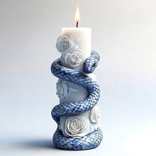 蛇形香薰蜡烛硅胶模具，DIY香氛石石膏万圣节礼物硅胶研磨工具 - 白色 - 查看 2