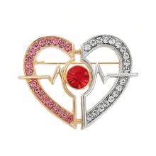 2枚情侣心形金属水钻胸针，服装配饰，日常佩戴，情人节礼物 - 彩色 - 查看 6