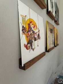 木质壁挂式唱片展示架，适用于卧室和客厅装饰，壁挂式唱片收纳架（此展示架不包含任何唱片） - 彩色 - 查看 2