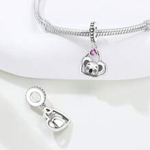 CYMYSS 1件可爱卡通风格925镀银立方氧化锆考拉心形吊坠，女士珠宝礼物，情人节/生日礼物 - 彩色 - 查看 2