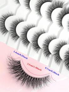 ENCHUW 7 Pairs Eyelashes Natural Look Wispy Eye Lashes Clear Band Lashes 3D Fluffy Soft Fake EyeLashes Makeup Extension False Eyelashes - Black - View 2