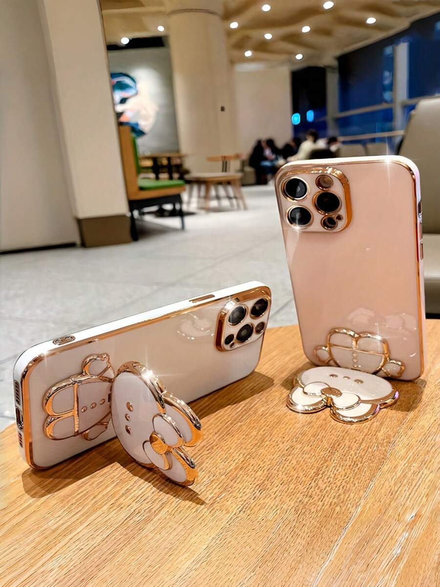 1/2pcs Foldable Rotatable Butterfly & Rabbit Girl Cartoon Makeup Mirror Phone Holder