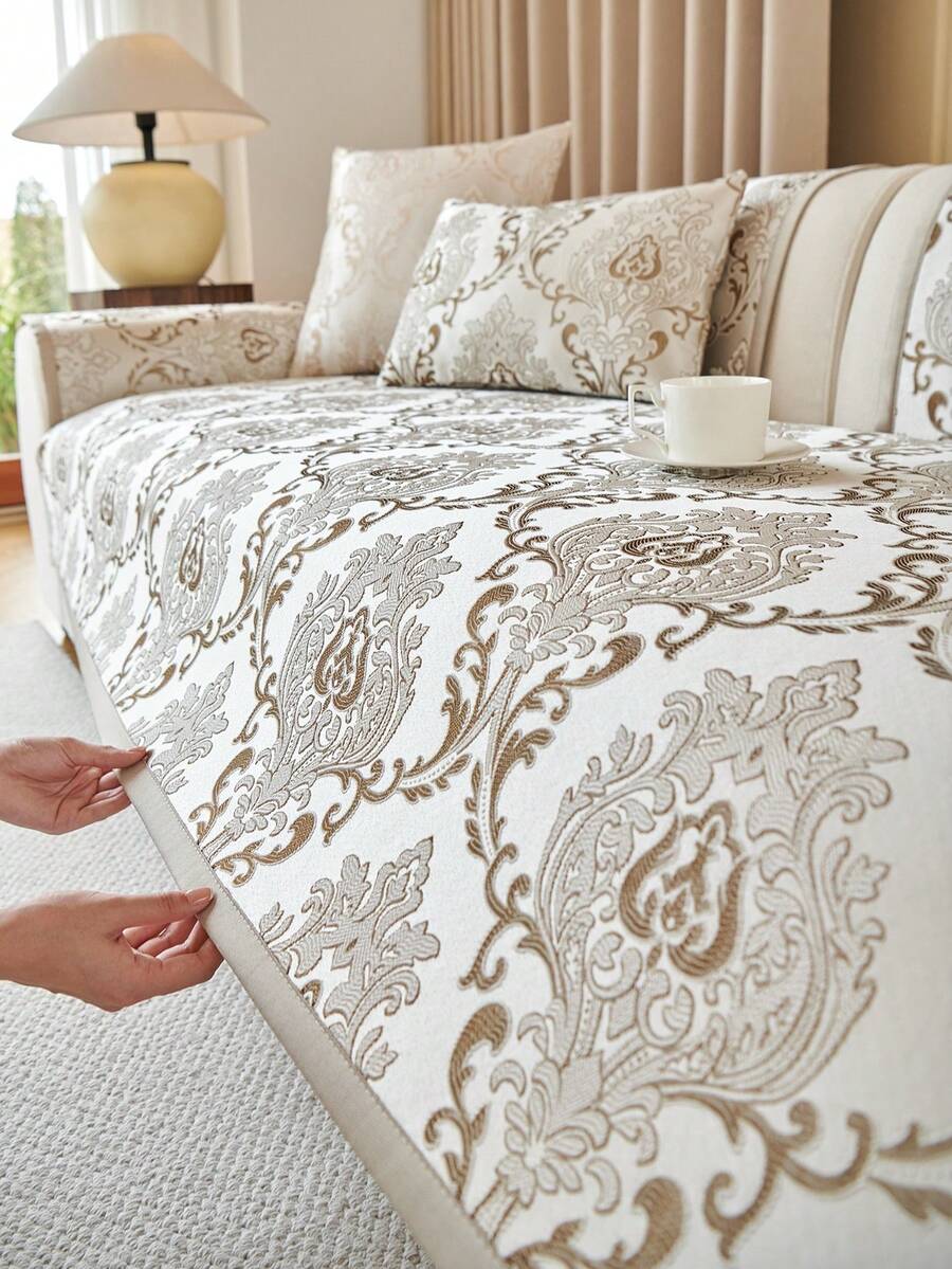 1件波西米亚风格沙发套，多色设计沙发垫，四季皆宜，保护沙发免受猫抓，宠物友好型沙发垫，适用于单人、双人、三人、四人沙发 - 棕色 - 查看 1