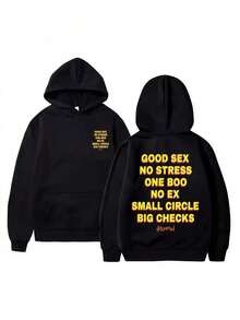 Good Sexs No Stress One Boo No Ex Small Circle Big Checks Graphic Hoodie Men Women  Casual Loose Sweatshirt Male Funny Hoodies Essentials Hoodie Hoodie Women Sweatshirts Women Hoodies Men's Hoodie Sweatshirts Men Essentials Fear - màu đen - Xem 5