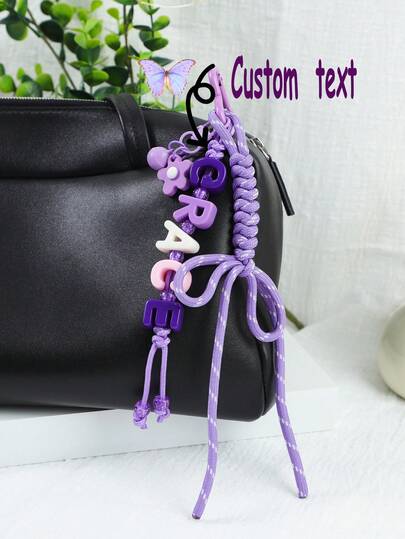 Porte-clés personnalisé en acrylique coloré avec lettre anglaise - Porte-clés perlé avec lettre personnalisée, porte-clés personnalisé, charm de sac personnalisé, cadeau d'anniversaire personnalisé