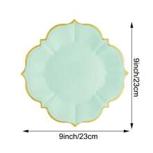 10个/30个/50个装优雅薄荷绿纸盘，金色箔边，适用于生日派对、婚礼、丛林主题派对、圣帕特里克节派对装饰、爱尔兰生日用品（9英寸） - 薄荷綠 - 查看 3