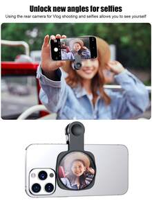 Shockproof Mirror Element Push-Pull Bracket Universal Rear Camera Selfie Mirror Clip For Smartphones, Large Mirror Surface Suitable For Group Photos, Travel, Vlogging, High-Definition Reflective Rear Selfie, Comes With Storage Case, Ideal Selfie Tool For Travel And Gatherings Spring Party - Multicolor - View 3