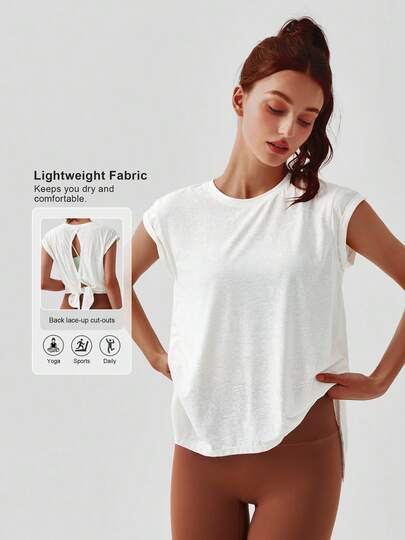 Sodalemon 女士圆领运动健身T恤，宽松无袖背心，轻便休闲跑步健身运动T恤