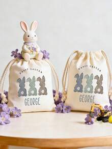 Personalized Bunny Gift Sack, Custom Name Easter Gift Sack, Tote Bag Packs, Happy Easter Gift Bags, Easter Egg Bags Perfect For The Easter Atmosphere - Multicolor - View 6