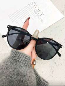 Y2K Cute Fashion Eyeglasses, Retro Round Personalized Glasses, Unisex Black Eyeglasses Suitable For Summer Sun Protection, Beach Vacation, Outdoor Sports, Parties, Driving, Fishing, Cycling, Shopping And Photography Accessories - Multicolor - View 1