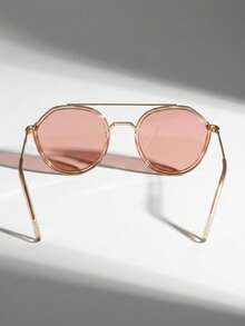 1 Piece Women's Sunglasses Pink Crystal Aviator Polygonal Boho Chic Delicate Vacation - 粉色 - 查看 5