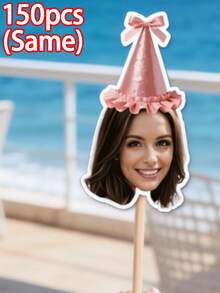 10/25/50/100/150pcs Personalized Face Shape Cupcake Toppers, Birthday Party Decorations, Custom Edible Cake Toppers - Multicolor - View 20