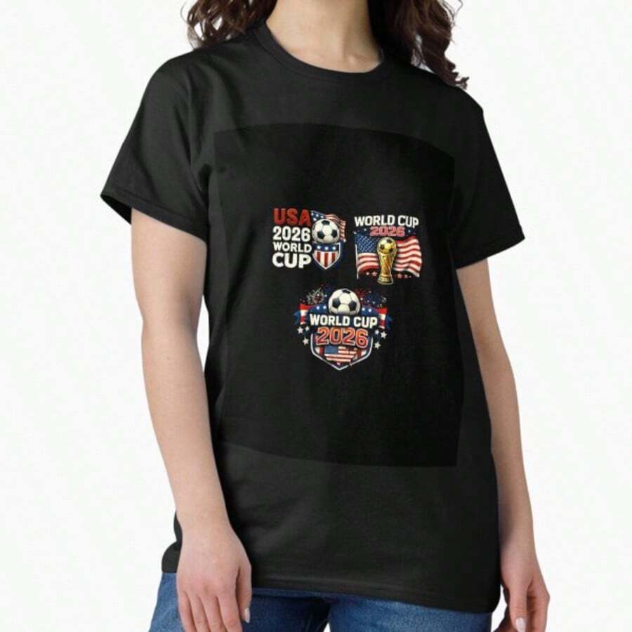 World Cup 2026 USA T-Shirt – Soccer Football Fan Design _ America Host Edition Classic T-Shirt - 黑色 - 查看 1