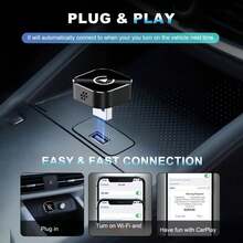 Bộ chuyển đổi CarPlay và Android Auto không dây 2 trong 1, cắm là chạy, bộ thu không dây USB-C/USB, hỗ trợ điều khiển vô lăng, tương thích với điện thoại và Android, không cần ăng-ten ngoài. - A - Xem 7