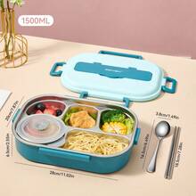1500ML 304 Stainless Steel Lunch Box With Cutlery & Soup Bowls, 4/5-Compartments Microwave Heatable Bento Box, Leak Proof Fruit Salad Food Container, Reusable Lunch Container, Hot Water Heating, Suitable For Students & Adults To Use In School, Office, Camping, Travel, Picnic, Back To School - Multicolor - View 23