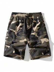 Quần short cargo rằn ri nam, quần short Bermuda thể thao nhẹ, dáng rộng nhiều túi, phong cách đường phố mùa hè - Màu Khaki - Xem 1