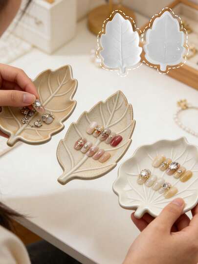 1个硅胶模具，用于制作叶子石膏托盘，DIY不对称叶子石膏托盘模具，环氧树脂浇铸模具，适用于家居装饰/礼品、工艺品制作、艺术装饰石膏模具