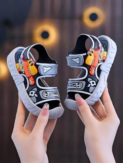 New Soft Bottom Breathable Cartoon Children's Shoes, Lightweight Design Kids Sandals, Boys Headband Cute Baby Toddler Shoes, Suitable For Spring/Summer Indoor/Outdoor Wear, Can Be Used As Casual Shoes, Beach Shoes, Kids Shoes
