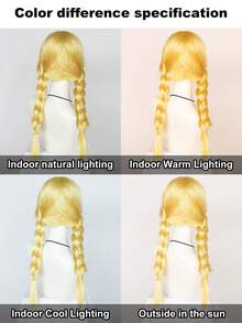 Blonde Double Braid Princess Wig, Heat Resistant Synthetic Hairpiece For Cosplay & Fairy Tale Party - Yellow - View 7