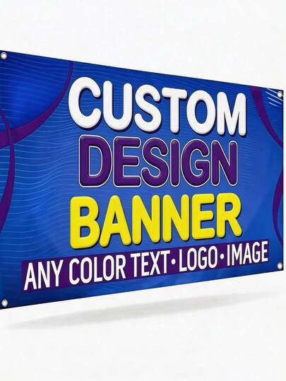 1pc Customizable Personalized Banner, Custom Photo Flag, Personalized Outdoor Banner - Customizable Photo And Text Design, Durable Polyester Material, With 4 Brass Grommets For Easy Hanging, Suitable For Various Celebrations, Birthdays, Weddings, Openings, Welcoming Ceremonies, Parties, 2D Flat Design For Indoor And Outdoor Use, Garden, Party Decoration, No Power Needed, Easy To Hang, Party Banner