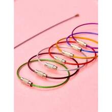 5pcs Creative Colored Stainless Steel Keychains, Car Key Rings, Key Holders, Diy Jewelry Making Wire Pendants, Random Color Delivery - Add Some Colors To Your Keys! Casual Car Accessories Bag Charm School Cute Goth Y2k - 彩色 - 查看 10
