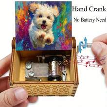 Cute Puppy Hand Crank Music Box You Are My Sunshine Wooden Music Box - Oil Painting Puppy Music Box - View 7