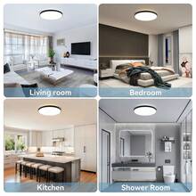 CANMEIJIA 85V-265V可调光RGB LED吸顶灯，遥控变色嵌入式照明灯具，适用于浴室/卧室/客厅/书房/衣帽间/厨房/走廊/出租房/小房间 - 吸頂燈三色變光 - 查看 5