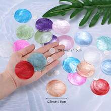 10/30/50pcs Round Shell Pieces, White & Colorful, 1.5/2/2.5/3/4/5cm Flat Round Natural Pierced Shell Pendants, Shell Round Discs Connectors For Wind Chimes/DIY Crafts - Multicolor - View 2