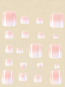 24 Pieces Of Hand And 24 Pieces Of Foot French-Style Pink Gradient Manicure Fake Nails - Multicolor - View 4