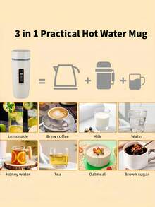 OCTAVO 终极旅行伴侣：350毫升迷你电水壶 - 快速烧水，LED温度控制，小巧便携，适合旅行、办公、酒店使用，具备自动断电和干烧保护功能 - 完美的圣诞礼物 - 美規B型插(110-127V) - 查看 6