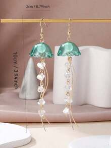 这款女士夏季海滩风水母耳环，采用几何流苏和轻盈吊坠设计，搭配闪亮水母吊坠，散发迷人的海滩度假气息。非常适合女士泳池派对、夏季郊游和日常佩戴，是送给她的完美礼物。 - 淺藍色 - 查看 5