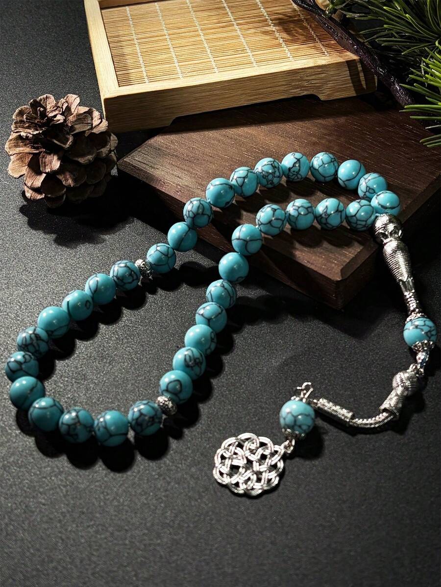 Men's Prayer Bead Bracelet - Baby Blue - View 1