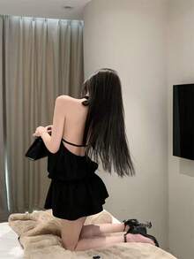 Women Short Dresses - màu đen - Xem 9