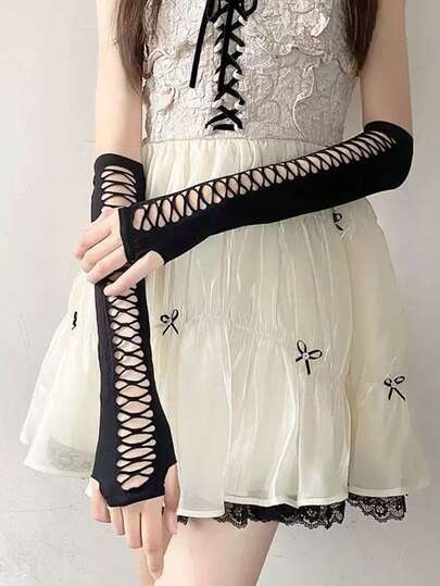 1 Pair Elegant Sexy Hollow Out Arm Sleeves, Suitable For Daily Sun Protection, Balls, Carnival Parties, Street Fashion Accessories, Spring/Summer