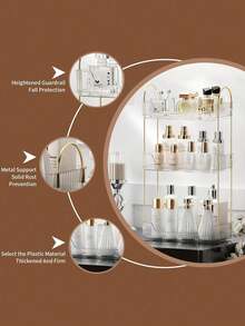 Prateleira de Acrílico Organizadora de Alta Qualidade para Cosméticos e Perfumes em Armários de Banheiro, Transparente, Adequada para Escritório, Banheiro, Cozinha e Sala de Estar. Ideal para Organizar Lanches, Temperos, Cosméticos, Alimentos e Utensílios Domésticos na Sala de Estar. - Branco - Ver 5